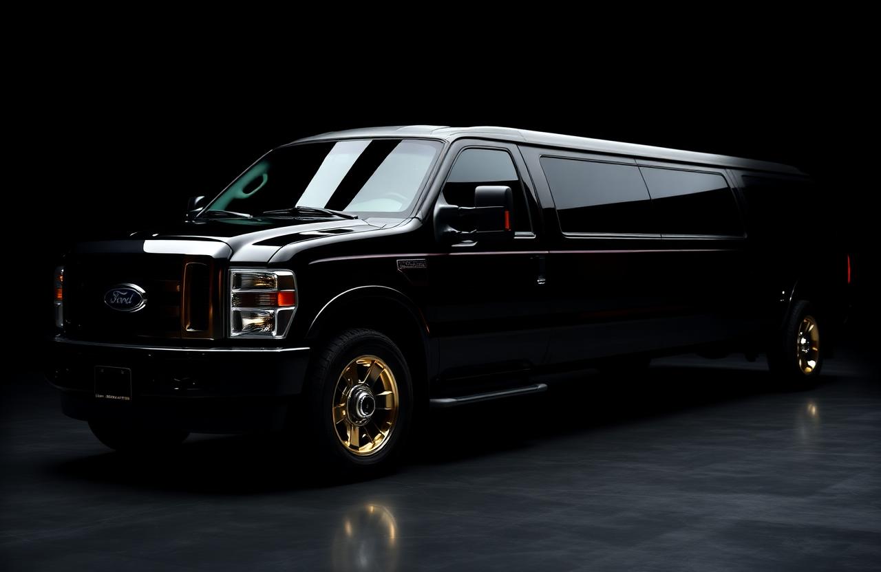 Black Stretch Limo — Ford Excursion · 14 Passenger