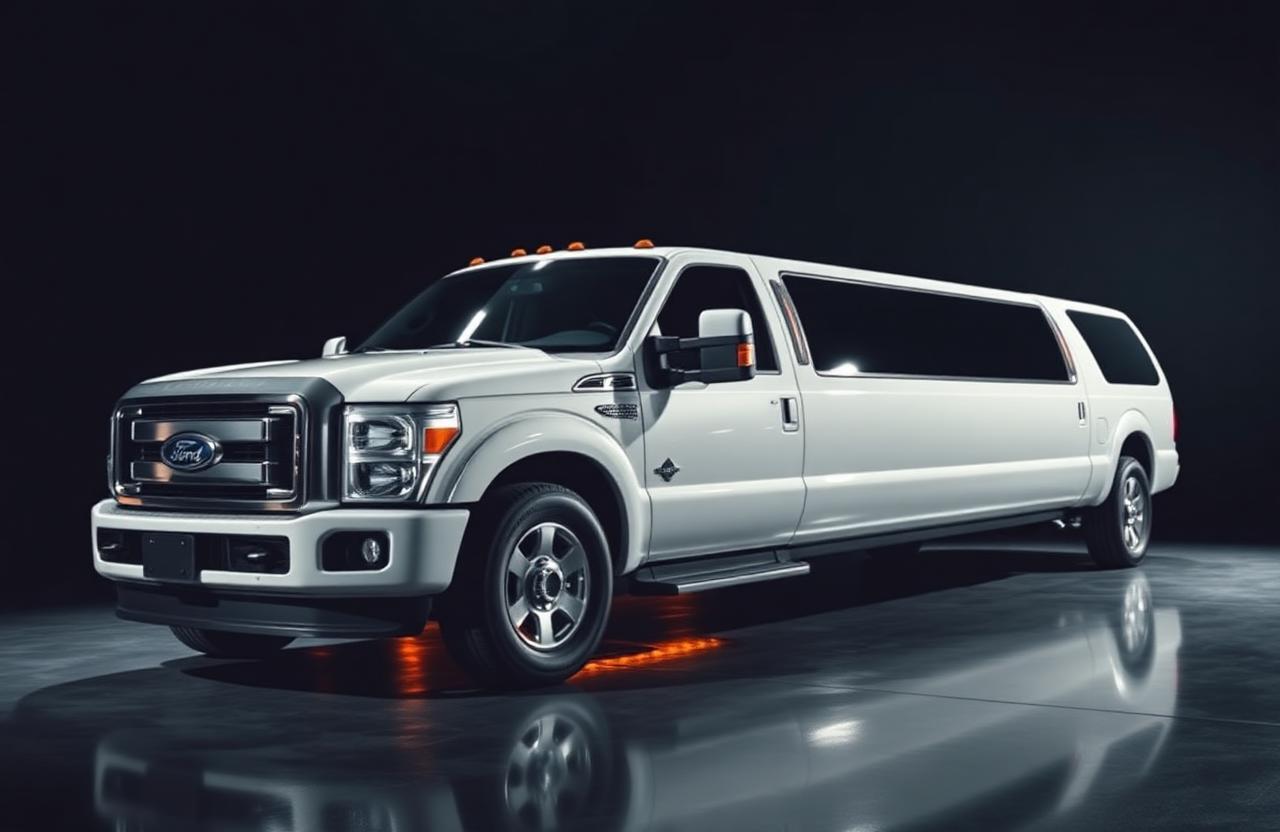 White Stretch Limo — Ford Excursion · 14 Passenger